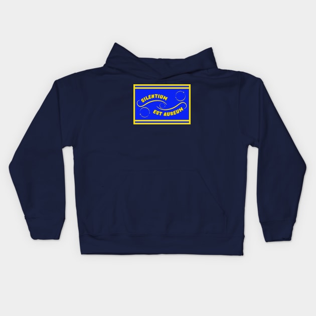 Silence Is Golden Latin Tranquility Peaceful InBlue Kids Hoodie by jr7 original designs